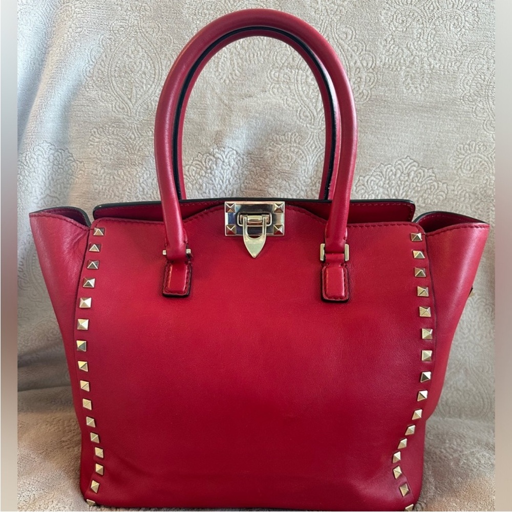 Valentino ❤️Garvani Red Studded 2-Way Bag with Shoulder Strap❤️ - Picture 2 of 5